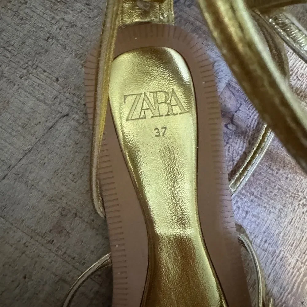 ZARA MULTI STRAP FLAT SANDALS with buckle detail bloggers favorite 37 6.5 - Picture 5 of 12